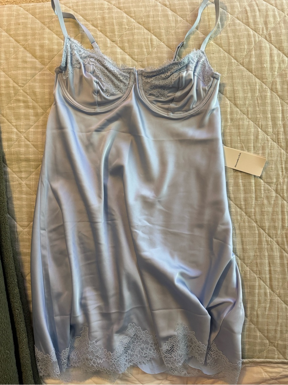 Abercrombie & Fitch Powder Blue Satin Lace Slip